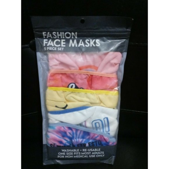 Fashion Face Sports Mask, 5-Pack, Washable Re-Usable. One Size Fits Most Adults - Picture 1 of 11